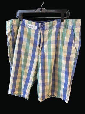 Mens Multicolor Plaid Cotton Casual Shorts Size 40 CL01 B